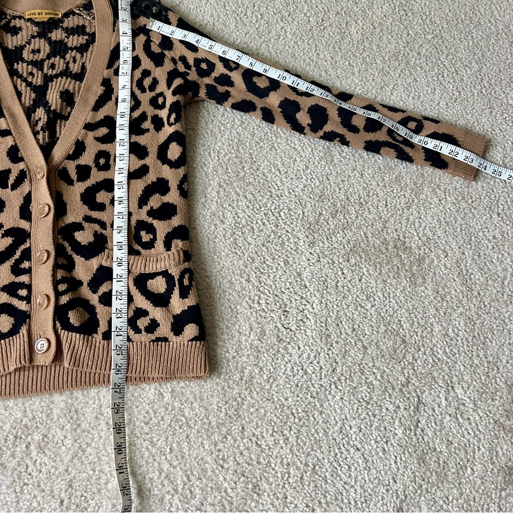 LOVE BY DESIGN Studded Leopard Print Cardigan Sweater—SZ. Small - Picture 12 of 16